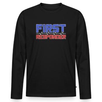 First Responder | Helfer vor Ort | Herzschlag - Männer Premium Bio Langarmshirt - Schwarz - Vorne - Nico (187cm)