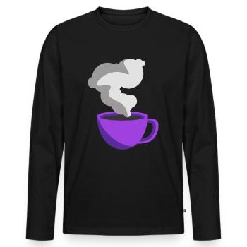 Coffee Illustration Minimalist Sticker - Men's Premium Organic Long Sleeve Shirt - black - Front - Nico (187cm)