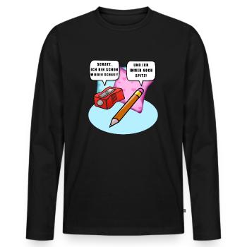 Ich bin schon wieder scharf | lustige Sprüche - Männer Premium Bio Langarmshirt - Schwarz - Vorne - Nico (187cm)