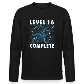 16. Geburtstag Level 16 Complete Jungen Geschenk - Männer Premium Bio Langarmshirt - Schwarz - Vorne - Nico (187cm)