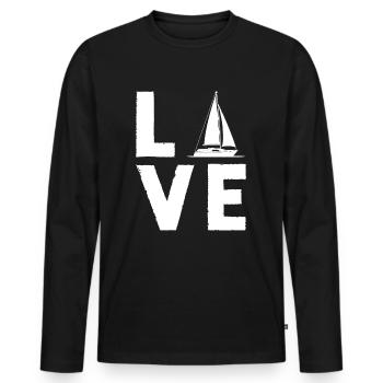 LOVE SAILING BOAT SAIL SHIP SEGELSCHIFF - Männer Premium Bio Langarmshirt - Schwarz - Vorne - Nico (187cm)