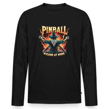Pinball T-Shirt Wizard au travail Design Flipper - T-shirt manches longues Premium bio Homme - noir - Devant - Nico (187cm)
