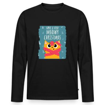 Meowy Christmas - Men's Premium Organic Long Sleeve Shirt - black - Front - Nico (187cm)