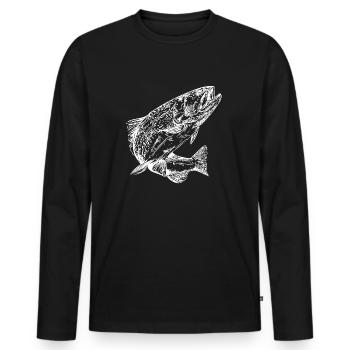 Vintage rainbow trout in the jump - Men's Premium Organic Long Sleeve Shirt - black - Front - Nico (187cm)