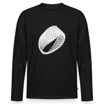 Surface plane géométrique vintage Möbius loop - T-shirt manches longues Premium bio Homme - noir - Devant - Nico (187cm)