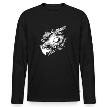 Bec de hibou - oeil de hibou - T-shirt manches longues Premium bio Homme - noir - Devant - Nico (187cm)