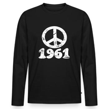 Signe de paix Paix Anniversaire de paix 1961 - T-shirt manches longues Premium bio Homme - noir - Devant - Nico (187cm)