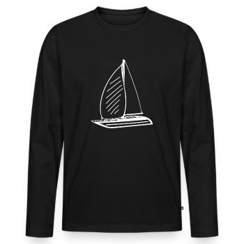 Sporty sailboat with sails - Men's Premium Organic Long Sleeve Shirt - black - Front - Nico (187cm)