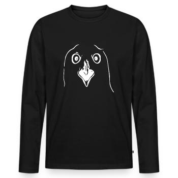 Weird funny bird with beak and eyes - Men's Premium Organic Long Sleeve Shirt - black - Front - Nico (187cm)