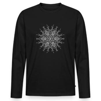 Mandala Flower Lines Shape Pattern - T-shirt manches longues Premium bio Homme - noir - Devant - Nico (187cm)