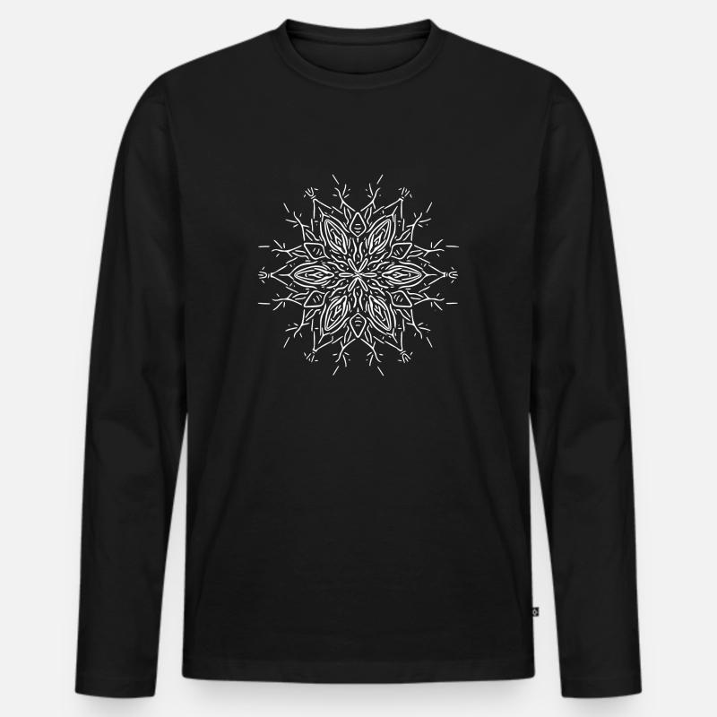 Mandala Flower Lines Shape Pattern - T-shirt manches longues Premium bio Homme - noir