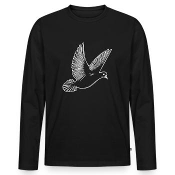 Pigeon volant sur de larges ailes - T-shirt manches longues Premium bio Homme - noir - Devant - Nico (187cm)