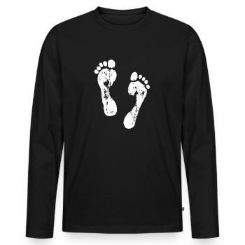 Empreintes de pas dans le sable - T-shirt manches longues Premium bio Homme - noir - Devant - Nico (187cm)