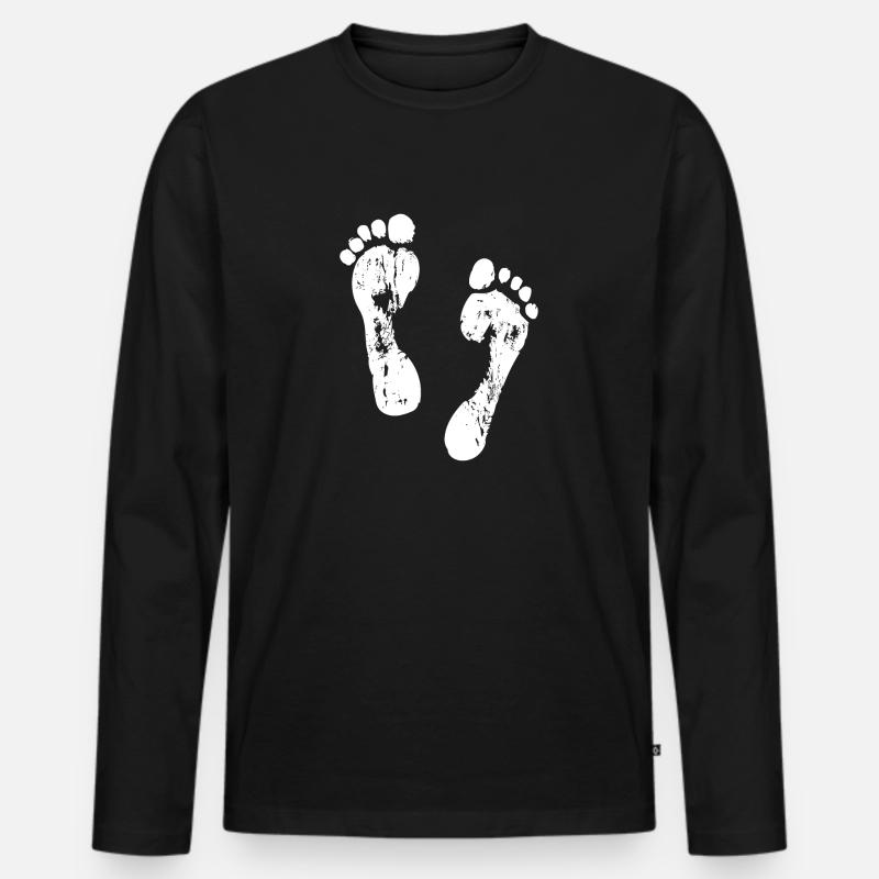 Fußabdrücke im Sand - Männer Premium Bio Langarmshirt - Schwarz