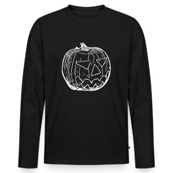 Unheimlicher gruseliger Kürbis Kopf - Männer Premium Bio Langarmshirt - Schwarz - Vorne - Nico (187cm)