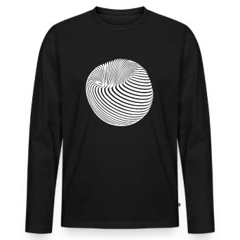 Geometrischer Kugel Körper mit Streifen - Männer Premium Bio Langarmshirt - Schwarz - Vorne - Nico (187cm)