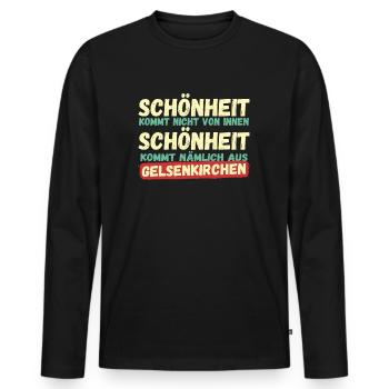 Schönheit kommt aus Gelsenkirchen - Männer Premium Bio Langarmshirt - Schwarz - Vorne - Nico (187cm)