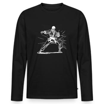 Karatekämpfer okinawanische Sparring Tradition - Männer Premium Bio Langarmshirt - Schwarz - Vorne - Nico (187cm)