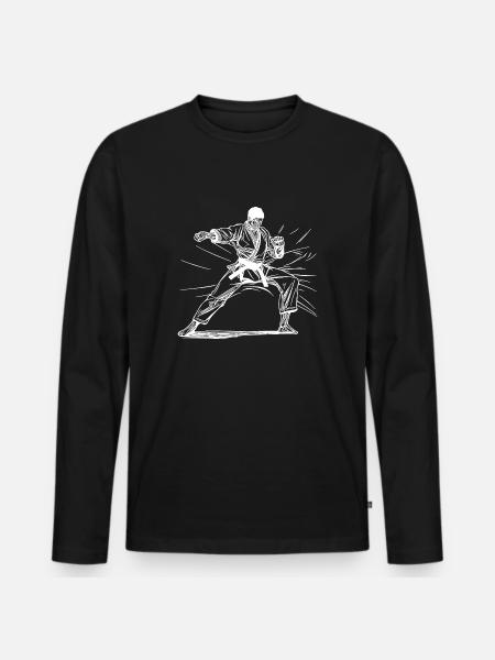 Karate fighters Okinawan sparring tradition - Men's Premium Organic Long Sleeve Shirt - black