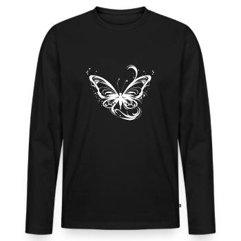 Pretty Tattoo Lines Style Butterfly - T-shirt manches longues Premium bio Homme - noir - Devant - Nico (187cm)