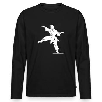 Karate Kampfsport Karatekämpfer Wettkampf - Männer Premium Bio Langarmshirt - Schwarz - Vorne - Nico (187cm)