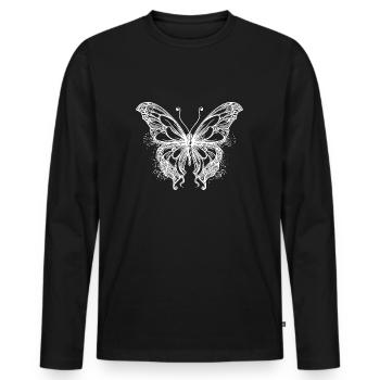 Thin Tattoo Lines Style Butterfly Dream - Men's Premium Organic Long Sleeve Shirt - black - Front - Nico (187cm)