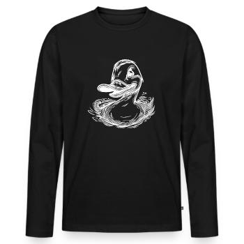 Canard nageur avec un grand bec - T-shirt manches longues Premium bio Homme - noir - Devant - Nico (187cm)