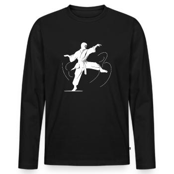 Compétition d’arts martiaux de karaté - T-shirt manches longues Premium bio Homme - noir - Devant - Nico (187cm)