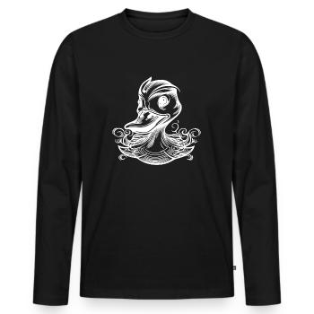 Drôle de canard avec un gros bec - T-shirt manches longues Premium bio Homme - noir - Devant - Nico (187cm)