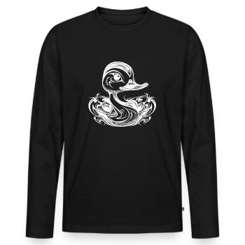 Little cute duckling with a big beak - Men's Premium Organic Long Sleeve Shirt - black - Front - Nico (187cm)