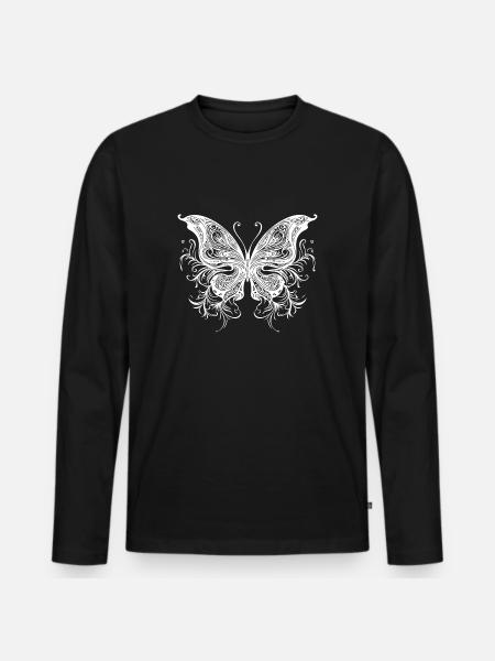 Sweeping Lines Style Dream Butterfly - Men's Premium Organic Long Sleeve Shirt - black