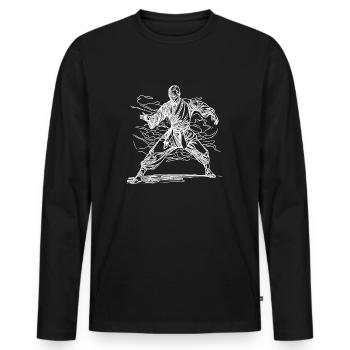 Karaté Master Dojo Style de tatouage - T-shirt manches longues Premium bio Homme - noir - Devant - Nico (187cm)