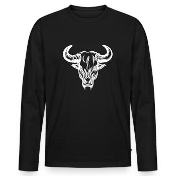 Taureau sauvage avec d’énormes cornes - T-shirt manches longues Premium bio Homme - noir - Devant - Nico (187cm)