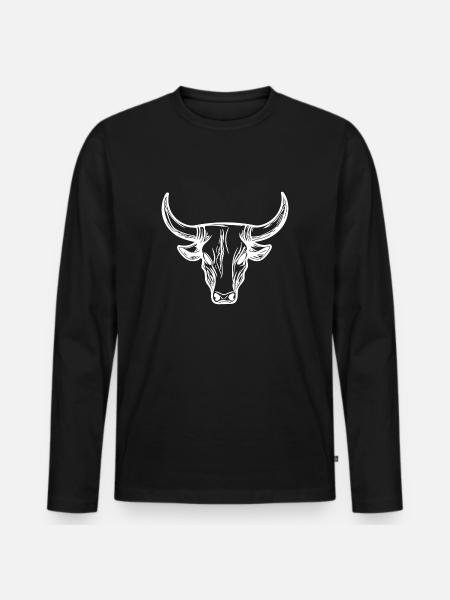 Bull Grill Logo Taurus Mythology Style - Men's Premium Organic Long Sleeve Shirt - black