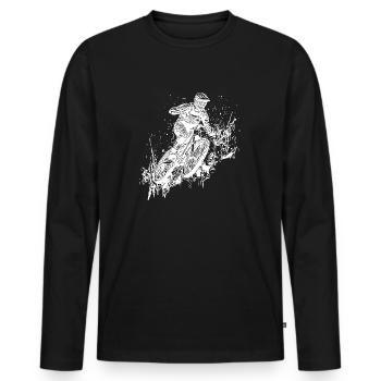 Mud Splash Splash Mountain Biker avec vélo - T-shirt manches longues Premium bio Homme - noir - Devant - Nico (187cm)