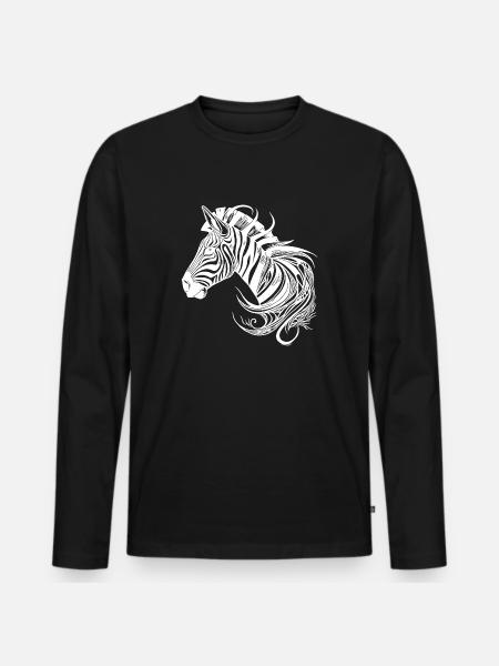 Wild Zebra Tattoo Style Lines - Men's Premium Organic Long Sleeve Shirt - black