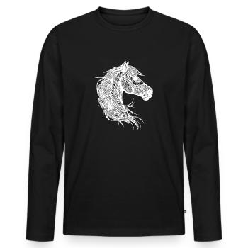 Elegant horse in elegant tattoo mane style - Men's Premium Organic Long Sleeve Shirt - black - Front - Nico (187cm)