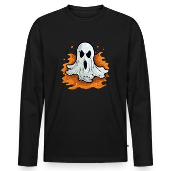 Unheimlicher Geist mit gruseligem Gesicht - Männer Premium Bio Langarmshirt - Schwarz - Vorne - Nico (187cm)