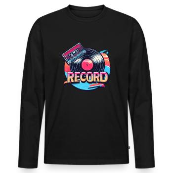 Vintage Record Retro Schallplatte Vinyl Musik - Männer Premium Bio Langarmshirt - Schwarz - Vorne - Nico (187cm)
