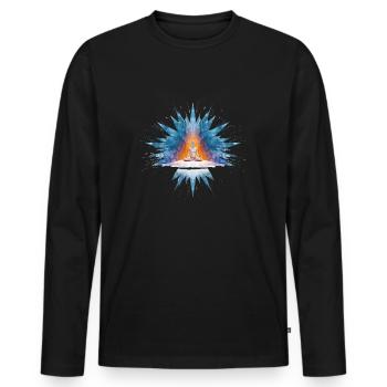 Yoga, Spiritualité, Liberté et Relaxation - T-shirt manches longues Premium bio Homme - noir - Devant - Nico (187cm)