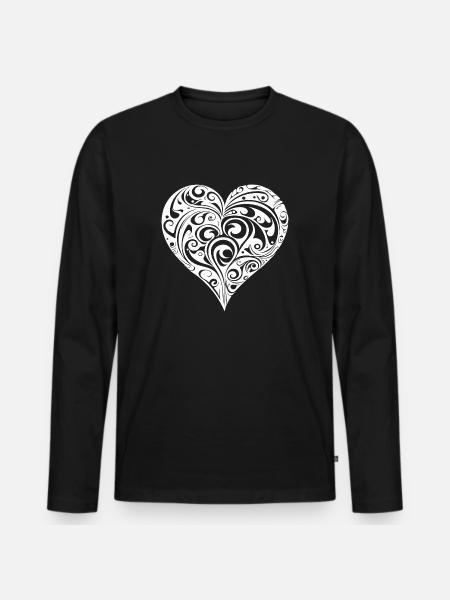 Geometric Playful Tattoo Shape Heart - Men's Premium Organic Long Sleeve Shirt - black