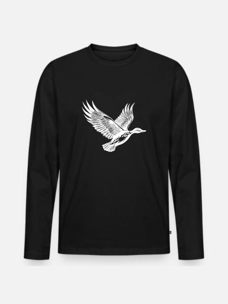 Pretty flying duck with wings - Men's Premium Organic Long Sleeve Shirt - black