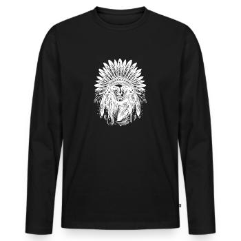 Chef Visage Plume Coiffe Plumes - T-shirt manches longues Premium bio Homme - noir - Devant - Nico (187cm)