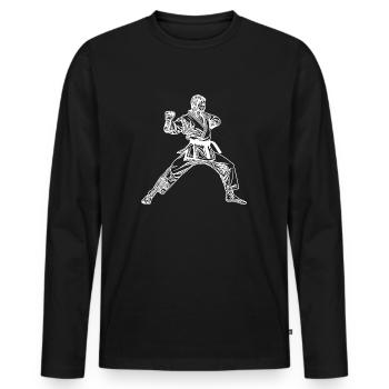 Karate Anzug Tattoo Schwarzer Gürtel Kampf Style - Männer Premium Bio Langarmshirt - Schwarz - Vorne - Nico (187cm)