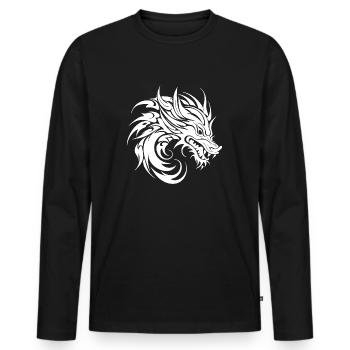 hissing tattoo style dragon head - Men's Premium Organic Long Sleeve Shirt - black - Front - Nico (187cm)
