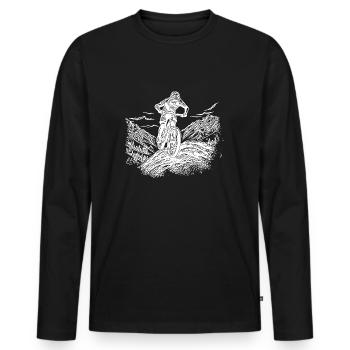 Ascension solitaire en VTT - T-shirt manches longues Premium bio Homme - noir - Devant - Nico (187cm)