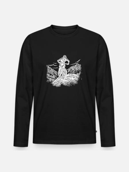Lonely mountain biker ascent - Men's Premium Organic Long Sleeve Shirt - black