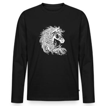 Galloping horse with mane in the wind - Men's Premium Organic Long Sleeve Shirt - black - Front - Nico (187cm)