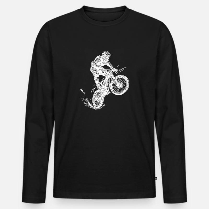 Cooler Radfahrer Mountainbiker - Männer Premium Bio Langarmshirt - Schwarz
