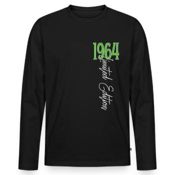 1964 Vintage anniversaire drôles dictons - T-shirt manches longues Premium bio Homme - noir - Devant - Nico (187cm)